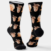 Black Funny Custom 2 Face Foto Vater Socken (Gewinkelt)