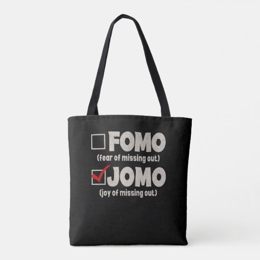 Black Funny FOMO JOMO Karo the box Introvertieren Tasche (Rückseite)
