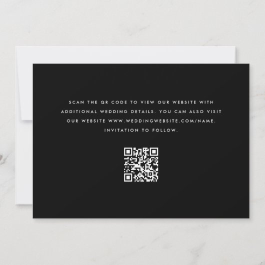 Black Funny Free Drinks Foto Qr Code Hochzeit Save The Date (Rückseite)