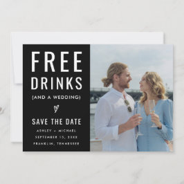 Black Funny Free Drinks Foto Qr Code Hochzeit Save The Date