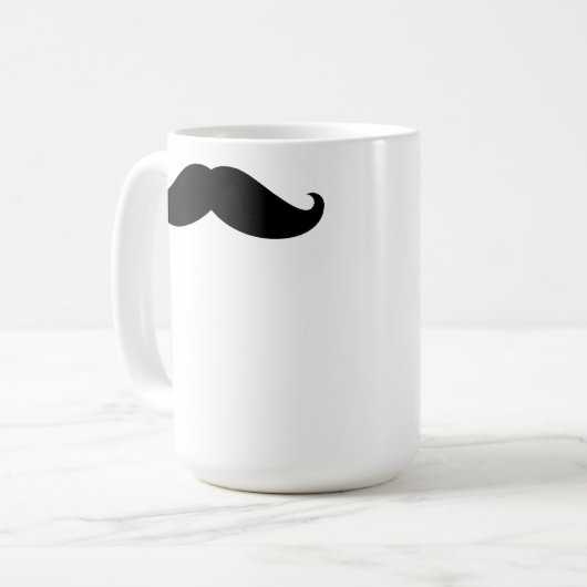 Black Funny Hipster Mustache Kaffeetasse (Vorderseite Links)