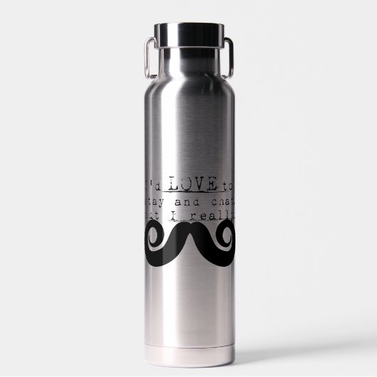 Black Funny Humor I Mustache Trinkflasche (Vorne)