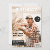 Black Funny Magazine Cover Foto 77. Geburtstag Einladung (Vorderseite)