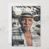 Black Funny Magazine Cover Foto 91. Geburtstag Einladung (Vorderseite)