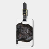 Black Funny Mops Gepäckanhänger (Vorderseite vertikal)