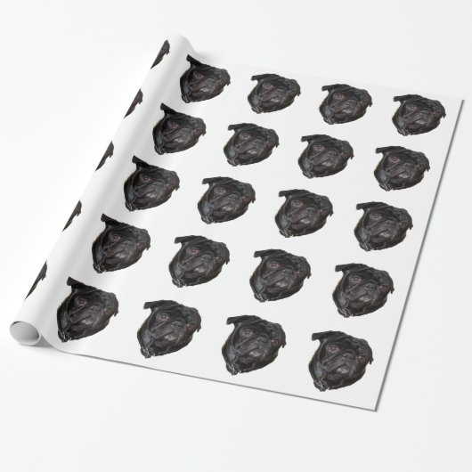 Black Funny Mops Geschenkpapier (Ungerollt)