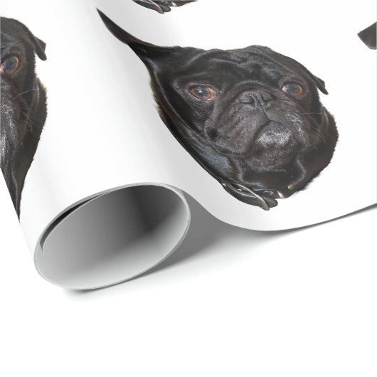 Black Funny Mops Geschenkpapier (Rolleneckpunkt)
