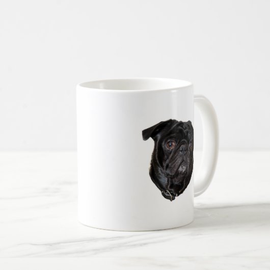 Black Funny Mops Kaffeetasse (VorderseiteRechts)