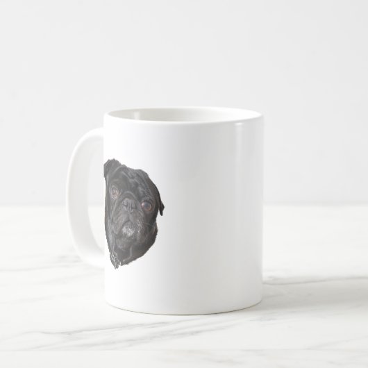 Black Funny Mops Kaffeetasse (Vorderseite Links)