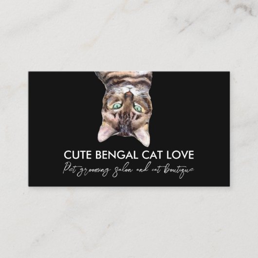 Black Funny Pet Sitter Bengalische Katze Visitenkarte (Vorderseite)