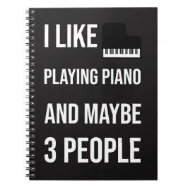 Black Funny Piano Accessories Gifts Pianist Humor Notizblock