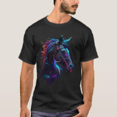 Black Futuristic Auroral Horse T-Shirt (Vorderseite)