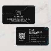 Black Futuristic Moderner Programmierer Visitenkarte (Vorne/Hinten)