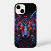 Black Futuristic Neon Wolf iPhone Hülle (Rückseite)