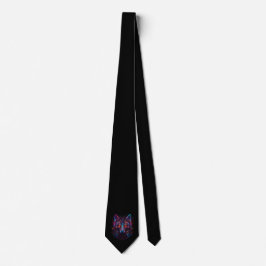 Black Futuristic Radiant Neon Wolf Necktie Krawatte