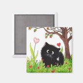 Black Fuzzy Cat von Bihrle Magnet (Vorderseite/Rückseite)
