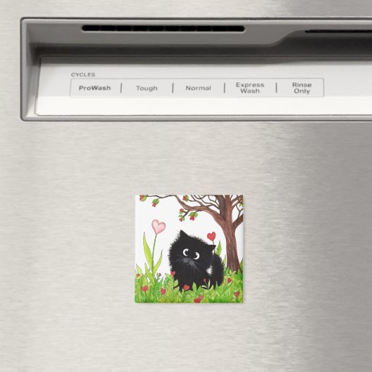 Black Fuzzy Cat von Bihrle Magnet (In Situ (Geschirrspüler))