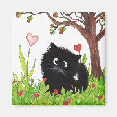 Black Fuzzy Cat von Bihrle Magnet (Vorne)