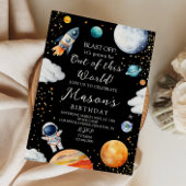 Black Galaxy Rocket & Astronaut Out of This World Einladung