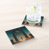 Black Gate Fantasy Sci-Fi Kunst Glasuntersetzer (Schrägansicht)