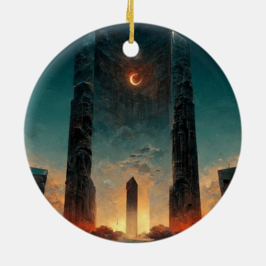 Black Gate Fantasy Sci-Fi Kunst Keramik Ornament (Hinten)