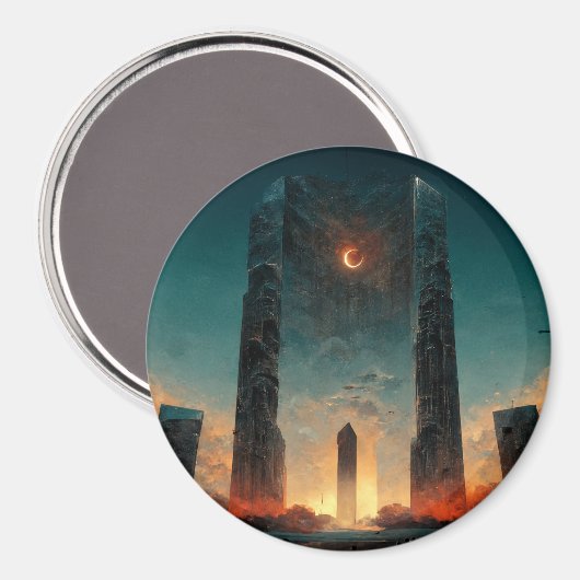 Black Gate Fantasy Sci-Fi Kunst Magnet (Vorderseite/Rückseite)