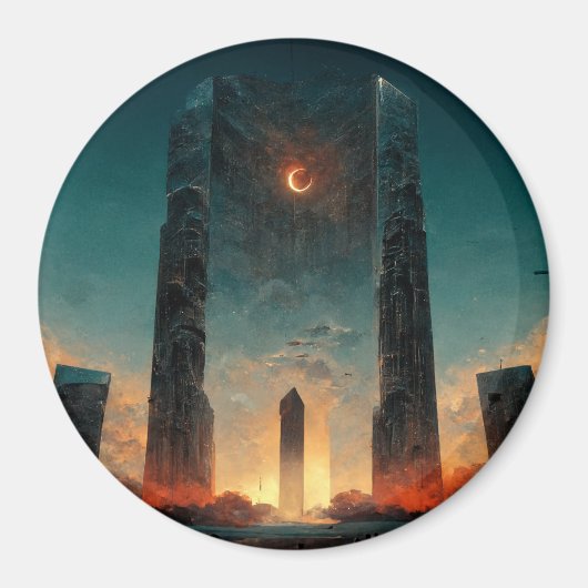 Black Gate Fantasy Sci-Fi Kunst Magnet (Vorne)