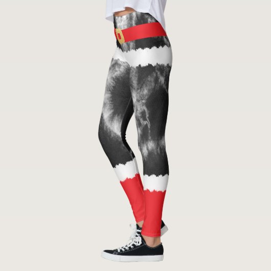 Black Gefärbte Krawatte Santa Claus Kostüme Weihna Leggings (Links)