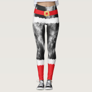 Black Gefärbte Krawatte Santa Claus Kostüme Weihna Leggings