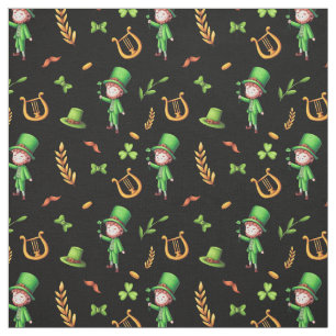 Black-Gelb St. Patrick's Irish Leprechaun Quilt Stoff