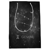 Black Gemini Zodiac | Kosmisches Astrologie Horosk Mittlere Geschenktüte (Vorderseite)