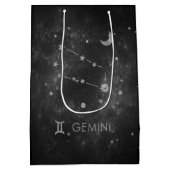 Black Gemini Zodiac | Kosmisches Astrologie Horosk Mittlere Geschenktüte (Rückseite)
