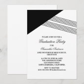Black Geometric Stripe Graduation Party Einladung (Vorne/Hinten)
