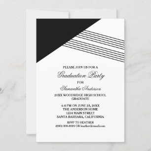 Black Geometric Stripe Graduation Party Einladung