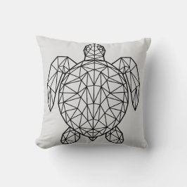 Black Geometric Wireframe Sea Turtle Kissen