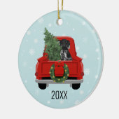 Black German Pointer Christmas Red Truck Keramik Ornament (Links)