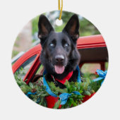 Black German Shephard mit Blue Eyes Ornament (Vorne)