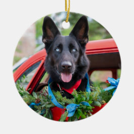 Black German Shephard mit Blue Eyes Ornament