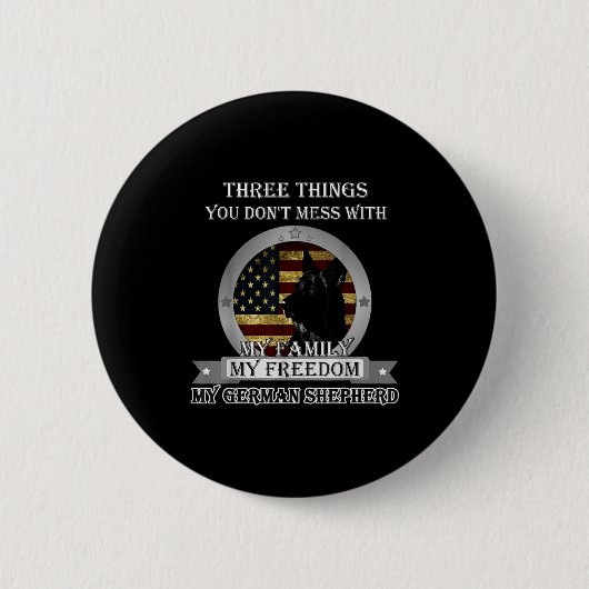 Black German Shepherd American Flag Three Things Y Button (Vorderseite)