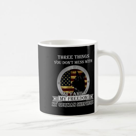 Black German Shepherd American Flag Three Things Y Kaffeetasse (Rechts)