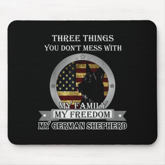 Black German Shepherd American Flag Three Things Y Mousepad (Vorne)