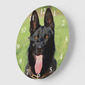 Black German Shepherd Dog - GSD Puppy Große Wanduhr (Winkel)