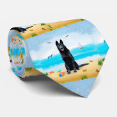 Black German Shepherd Dog on Beach Krawatte (Gerollt)