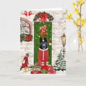 Black German Shepherd Dog Weihnachten Karte (Gelbe Blume)