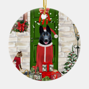 Black German Shepherd Dog Weihnachten Keramik Ornament