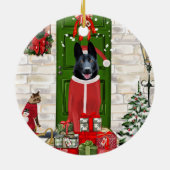 Black German Shepherd Dog Weihnachten Keramik Ornament (Hinten)
