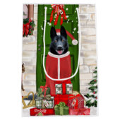 Black German Shepherd Dog Weihnachten Mittlere Geschenktüte (Rückseite)