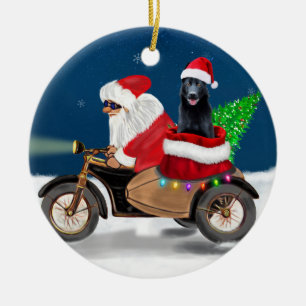 Black German Shepherd Dog Weihnachtsmann Keramik Ornament