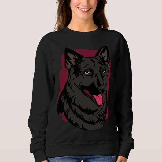 Black German Shepherd Face Artwork Sweatshirt (Vorderseite)