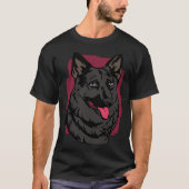 Black German Shepherd Face Artwork T-Shirt (Vorderseite)